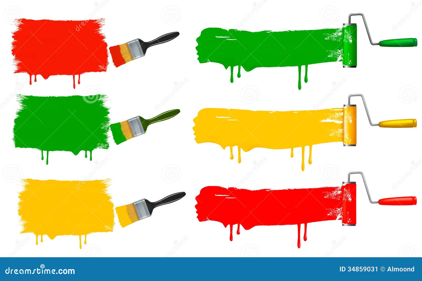 Paint Brush and Paint Roller and Paint Banners. Stock Vector