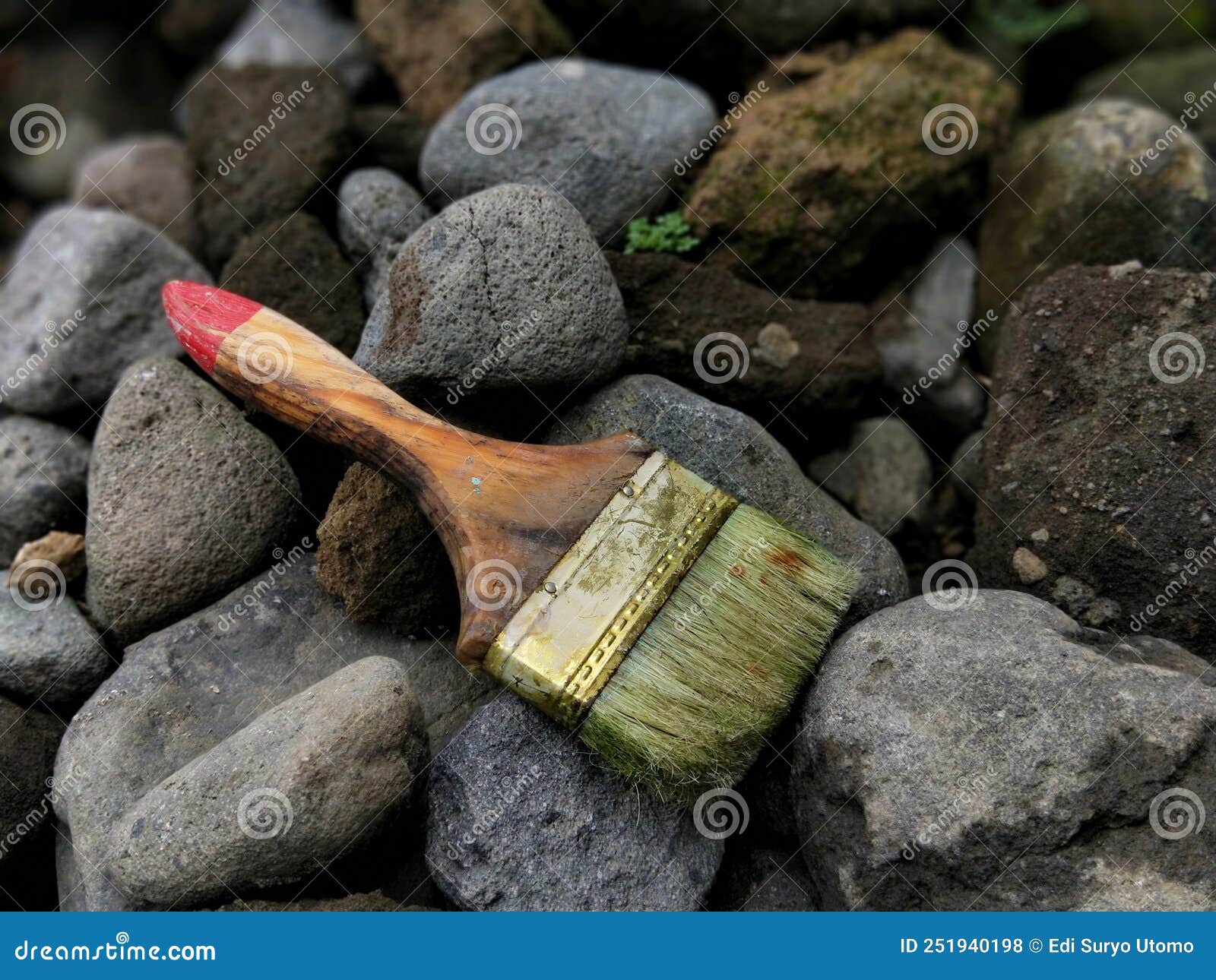 Paint Brush on a Pile of Stones Stock Photo Image of stones, brush 251940198