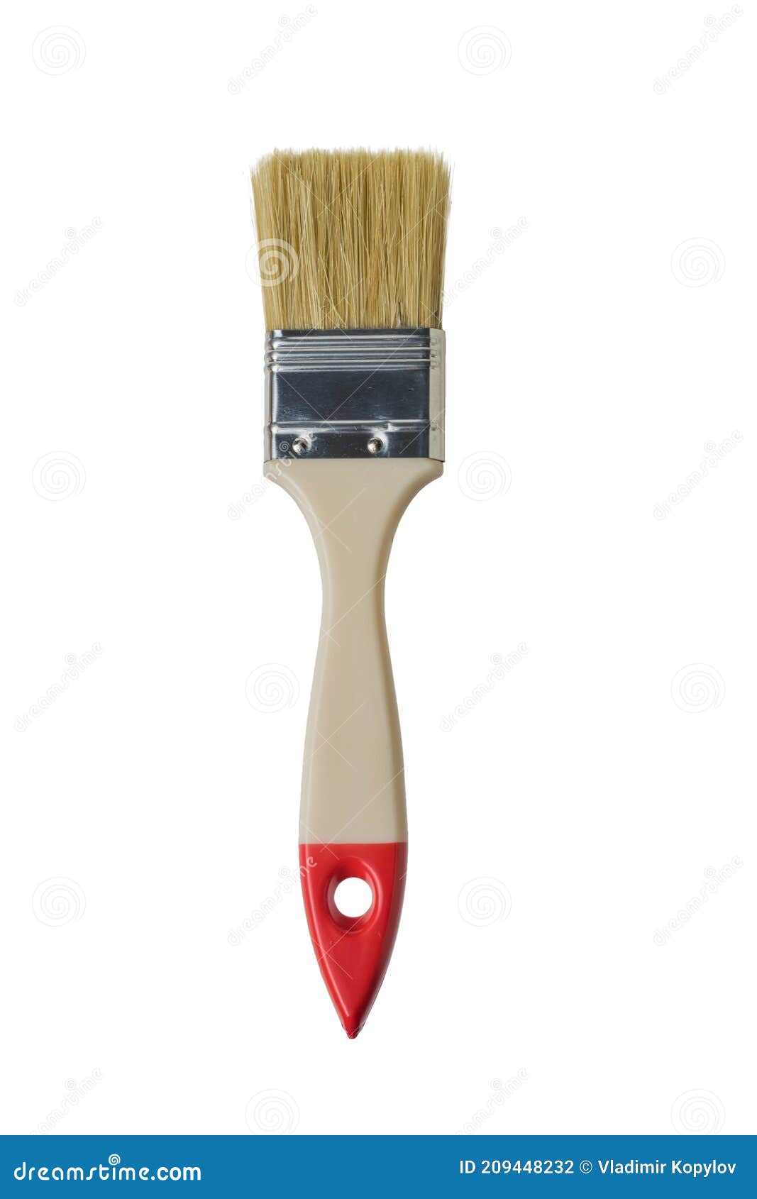 Paint Brush with Red Handle Isolated on a White Background Stock Photo