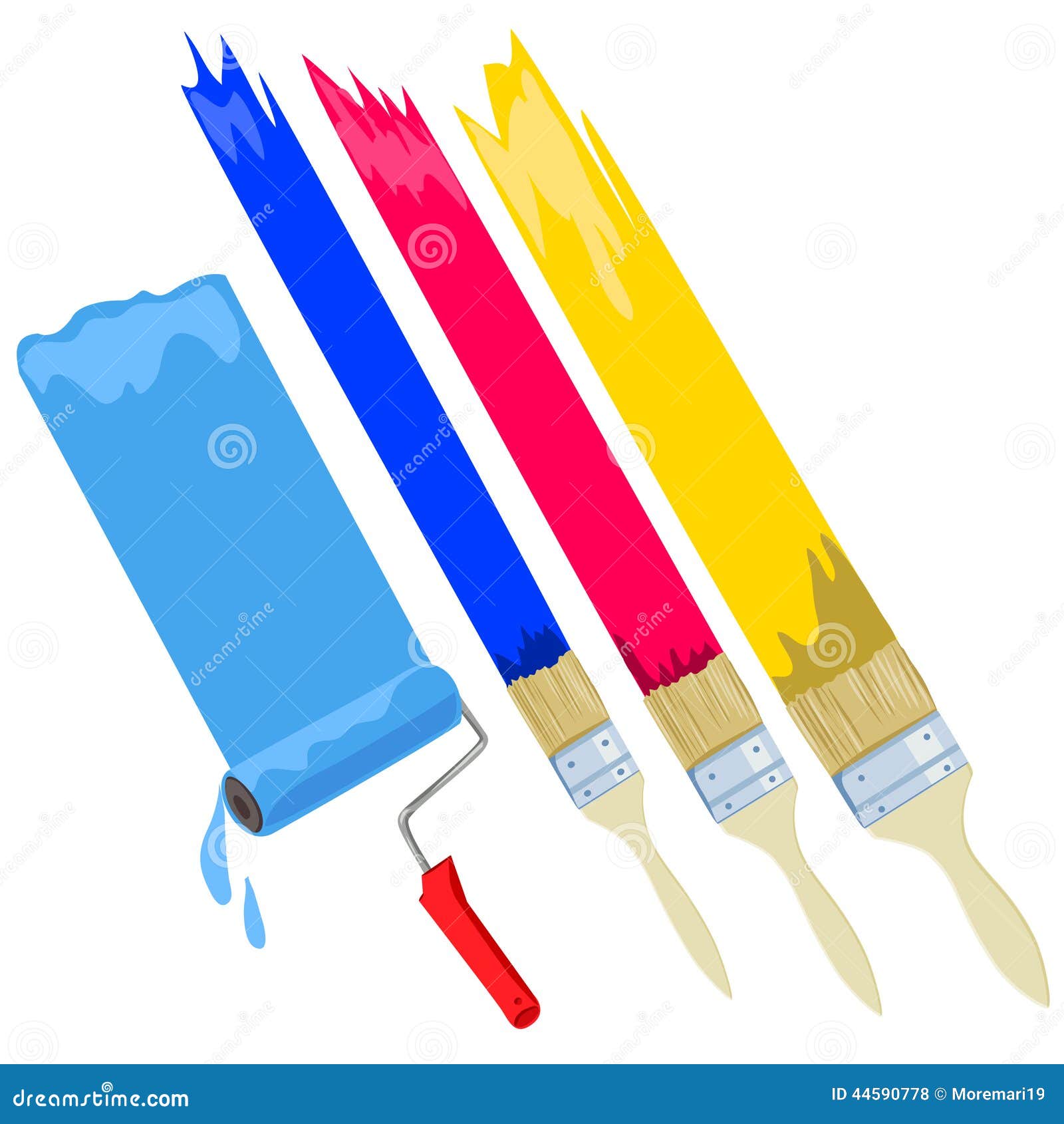 Paint Brush, Roller, Isolated Stock Vector Illustration of creative