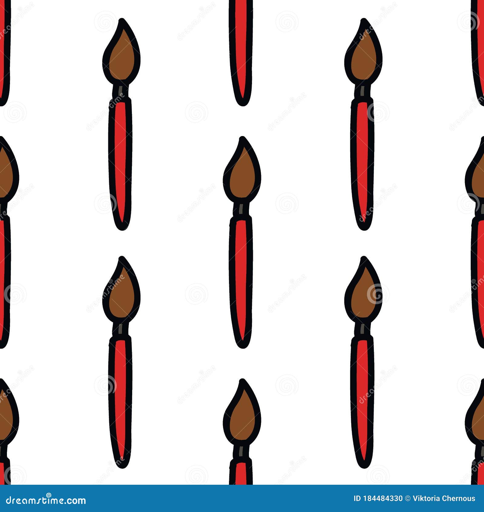Paint Brush Seamless Doodle Pattern Stock Illustration Illustration