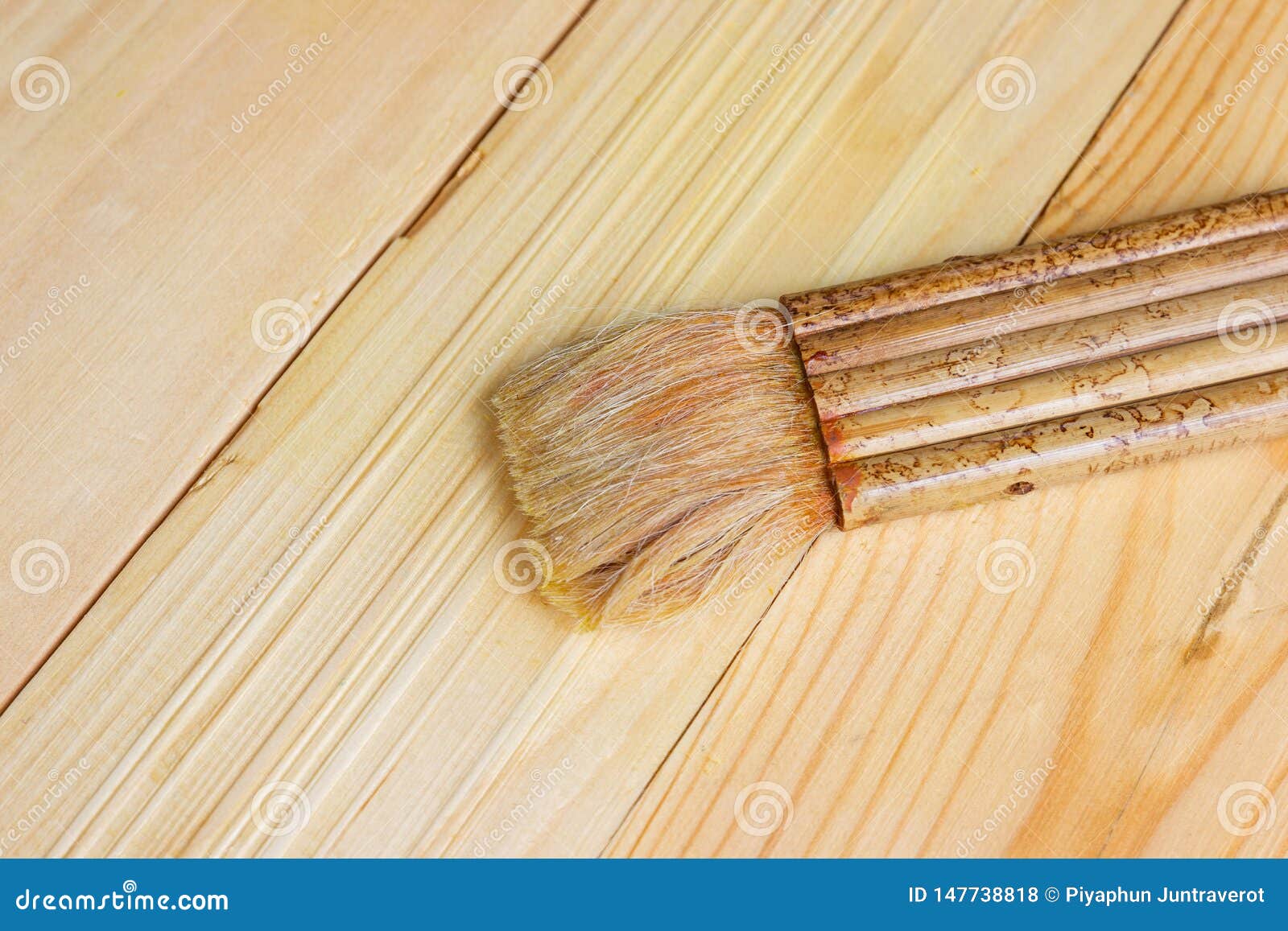 Paint Brush With Shellac Oil Paint On Wood Stock Photo Image Of