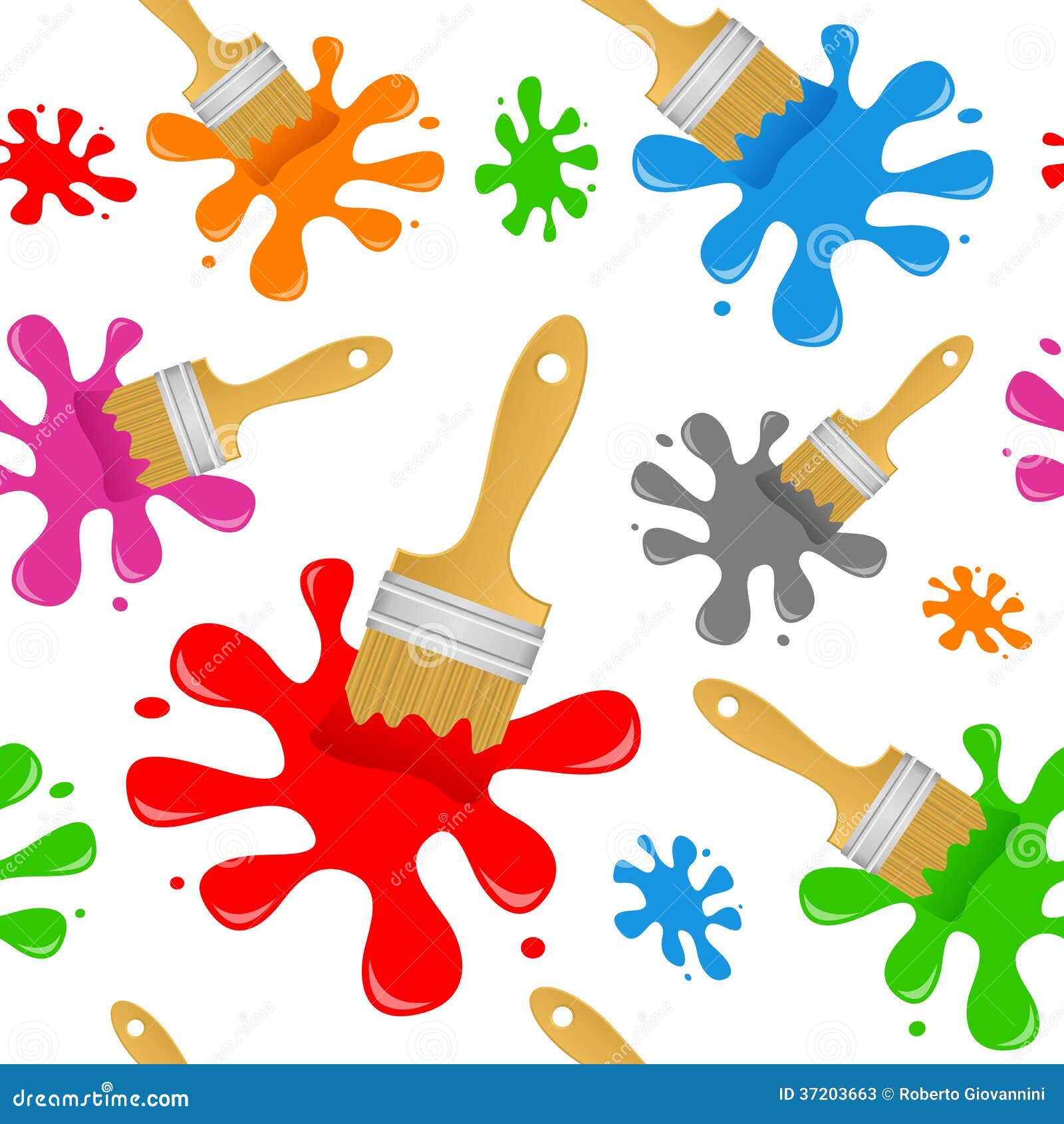 Paint Brush and Splash Seamless Pattern Stock Vector Illustration of