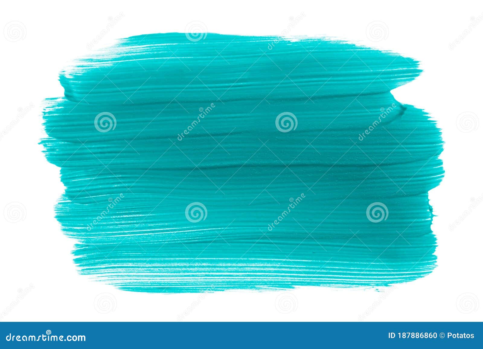 Paint Brush Strokes Frame Isolated on White Background. Blue Green