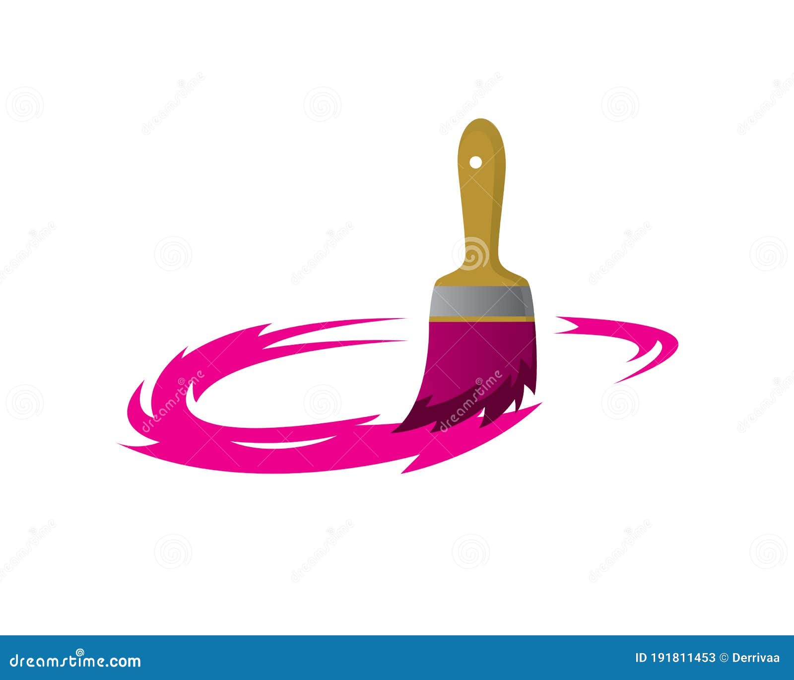 Paint Brush with Swirl Ink stock vector. Illustration of renovation