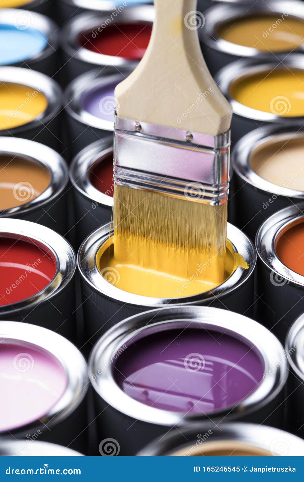 Paint Brush, Tin Can and Color Guide Samples Stock Image Image of