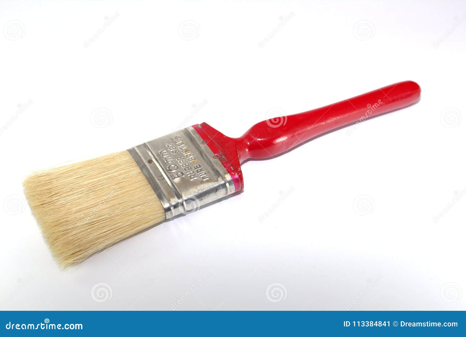 Paint Brush Width 2 Inches with a Red Handle on a White Background
