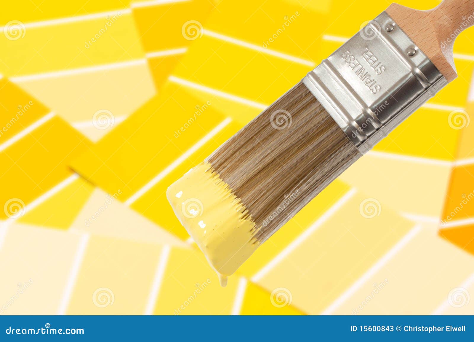 Paint Brush Yellow stock image. Image of palette, bristles 15600843
