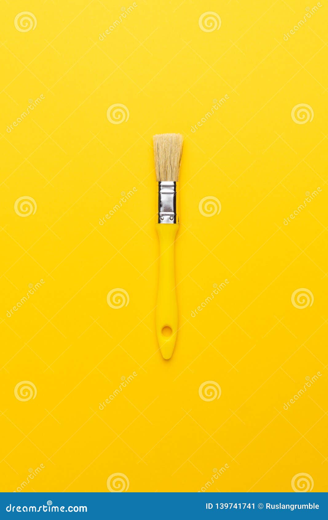 Paint Brush with Yellow Handle on the Yellow Background Stock Image Image of paint, decorate