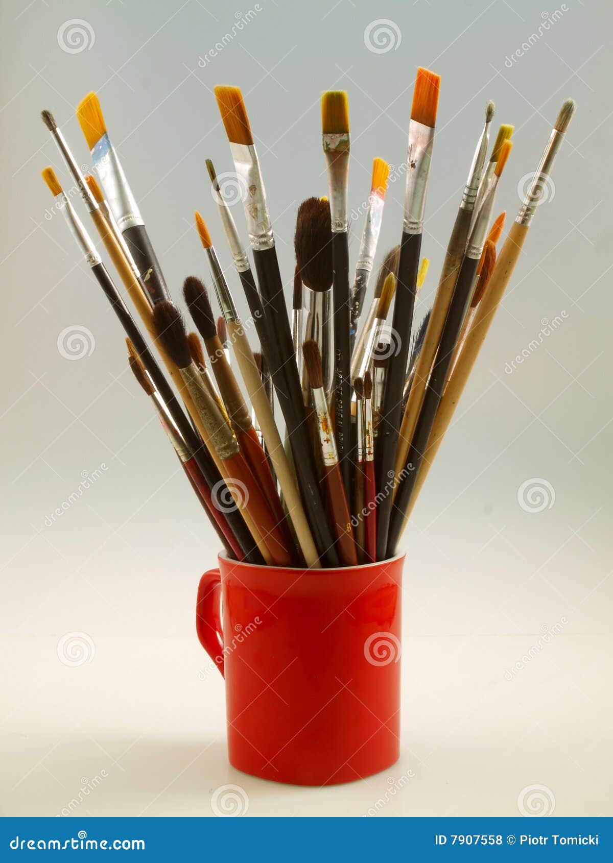 Paint brushes in a cup stock photo. Image of tools, brushes 7907558