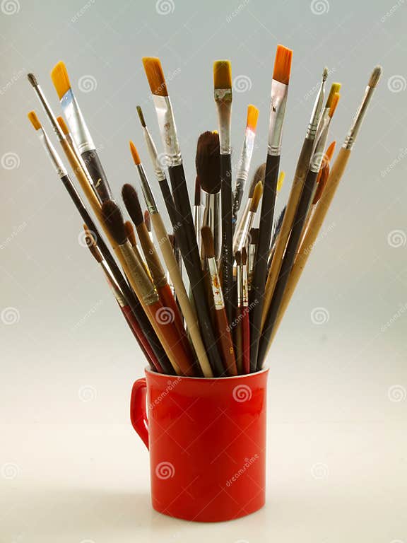 Paint brushes in a cup stock photo. Image of tools, brushes - 7907558