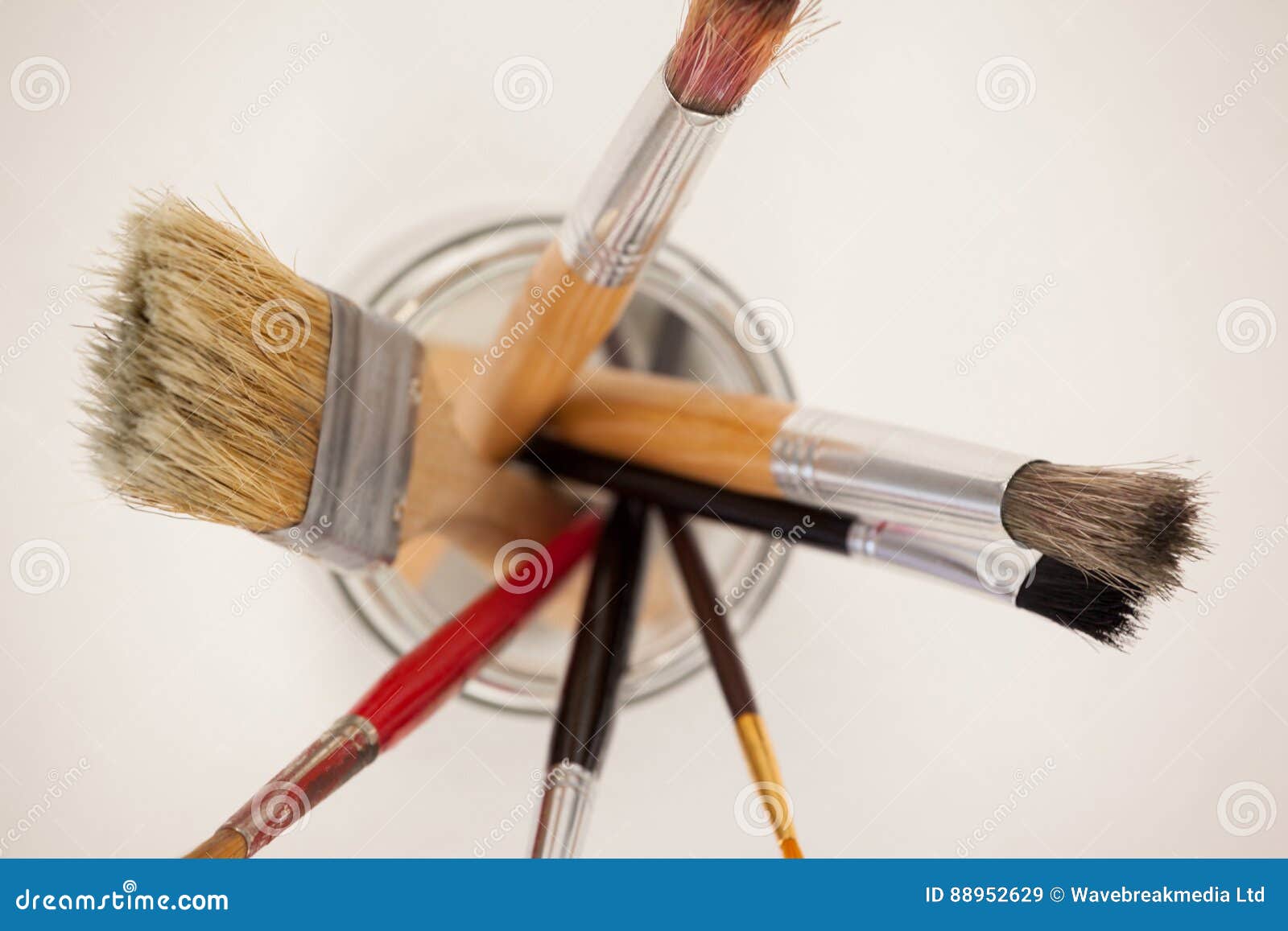 Paint Brushes in Glass Jar Against White Background Stock Image Image