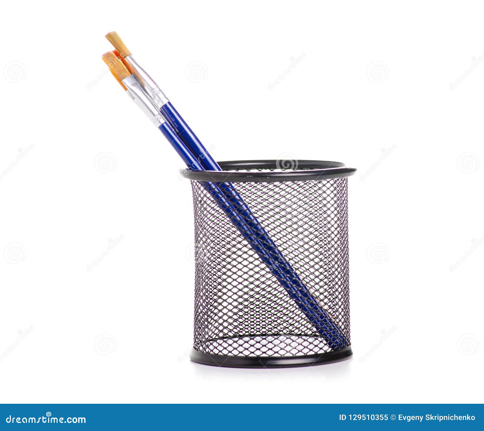 Paint brushes in a glass stock image. Image of black 129510355