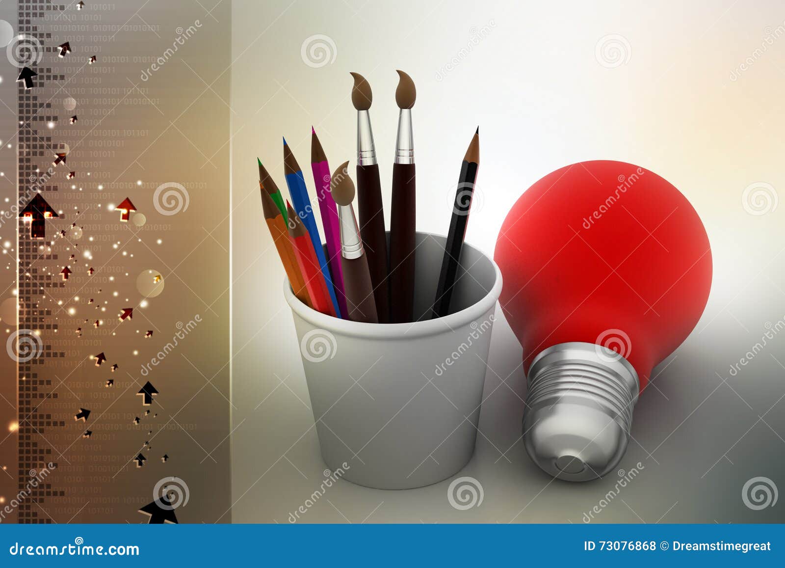 Paint Brushes and Light Bulb, Business Concept Stock Illustration