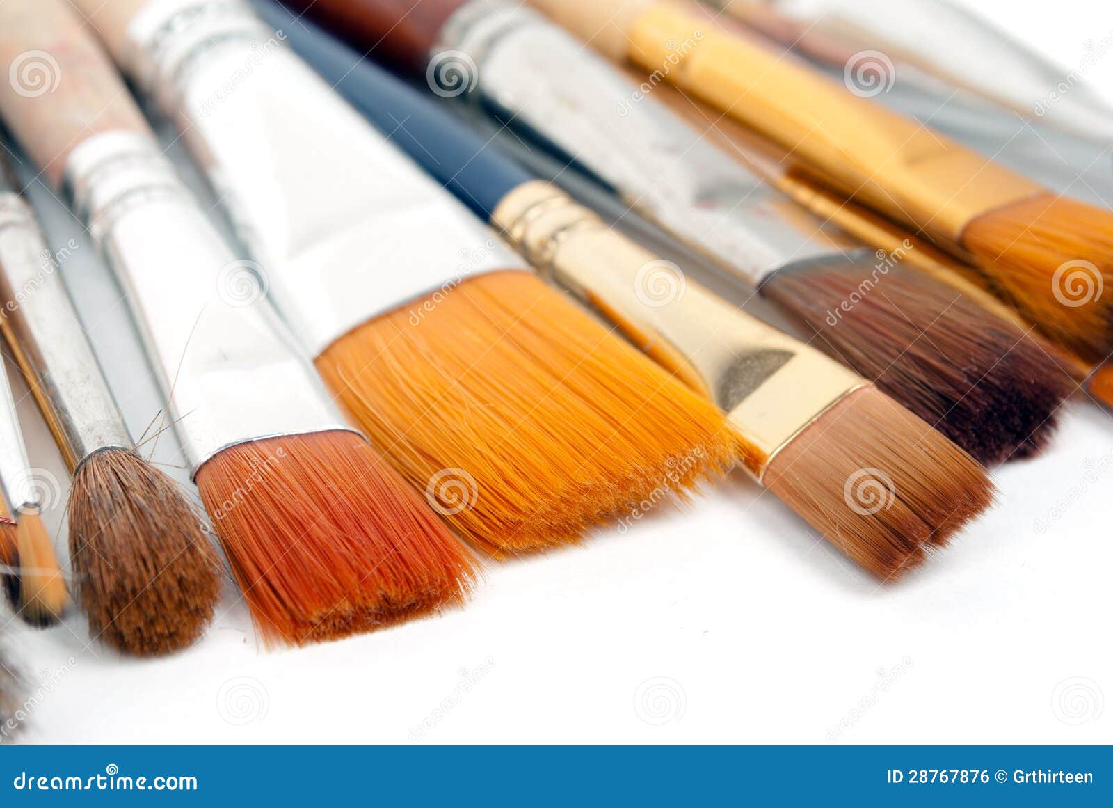 Paint brushes on a white stock photo. Image of artwork 28767876