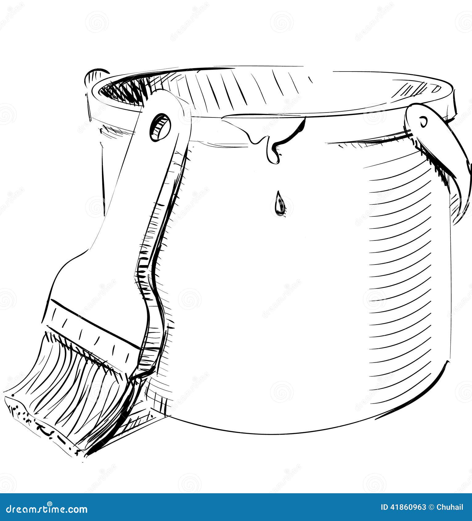 Paint bucket with brush stock vector. Illustration of paint - 41860963