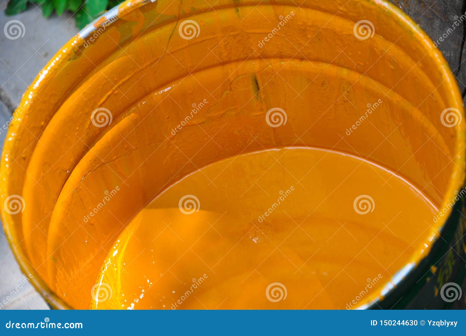 Paint bucket stock photo. Image of paint, yellow, decorating 150244630