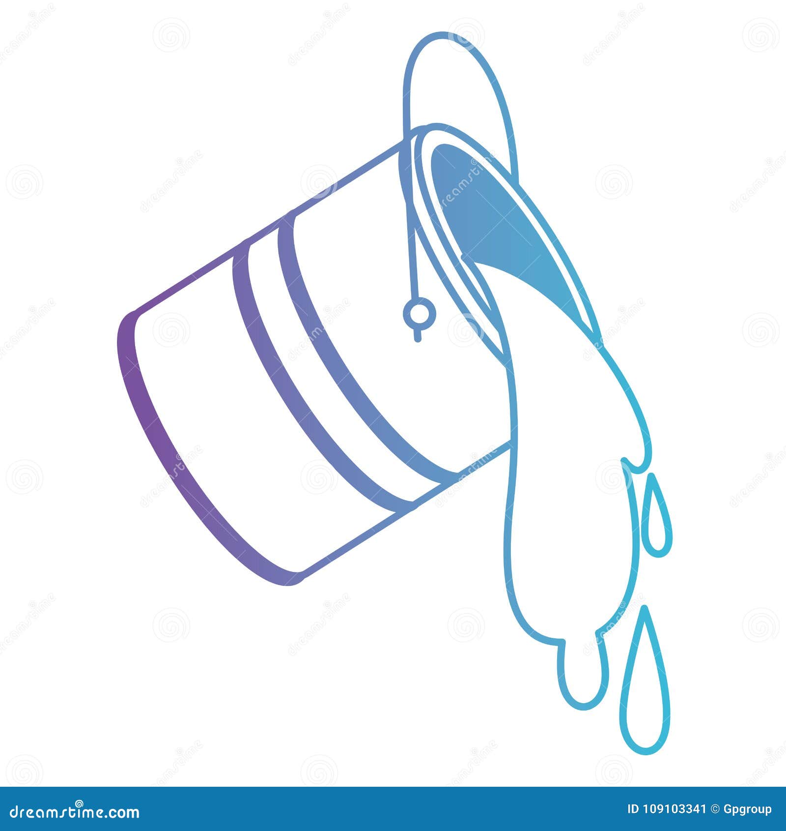 Paint Bucket Spilling in Degraded Purple To Blue Contour Stock Vector