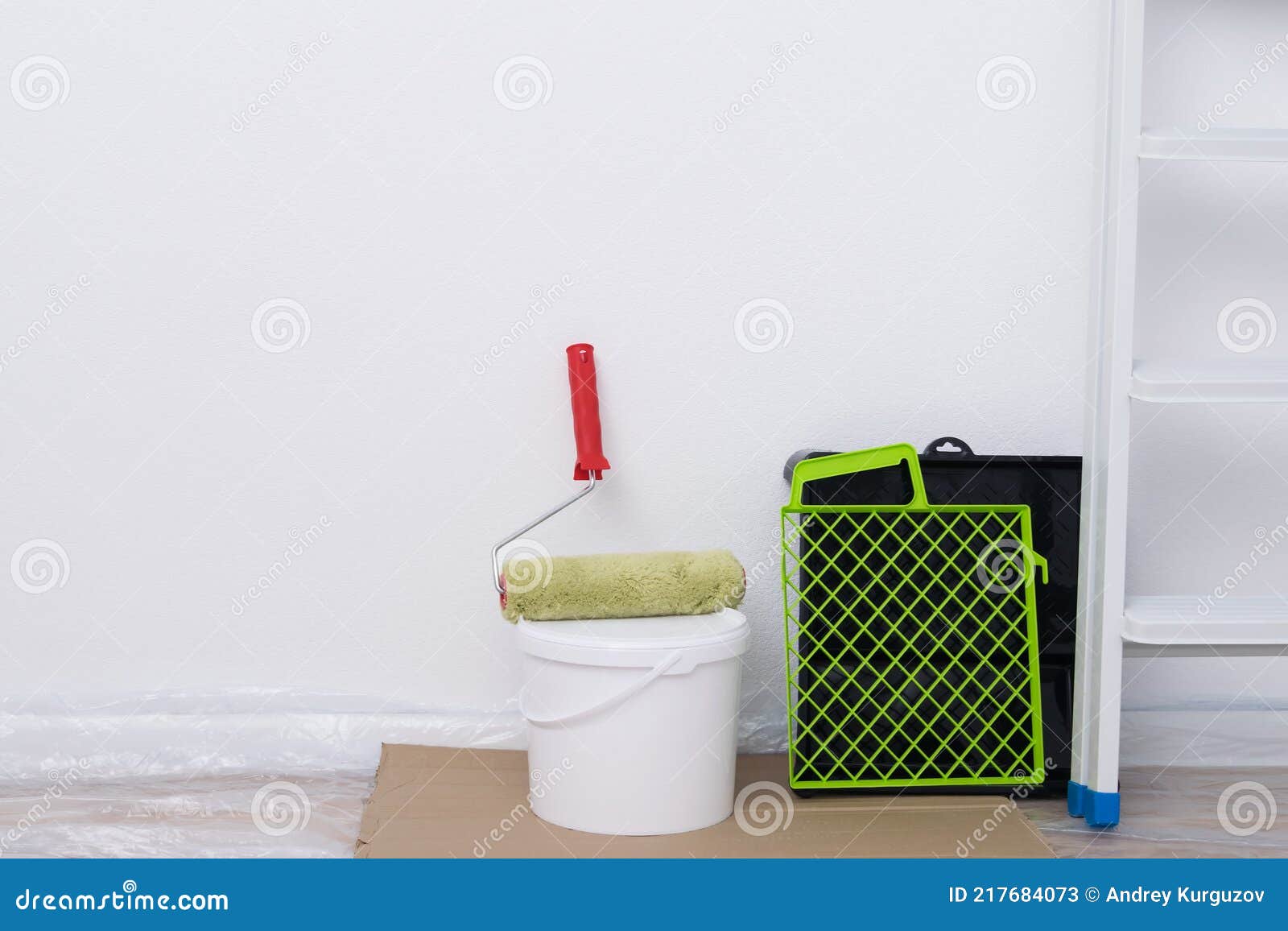 Paint Bucket and Wall Painting Equipment Stock Image Image of bucket