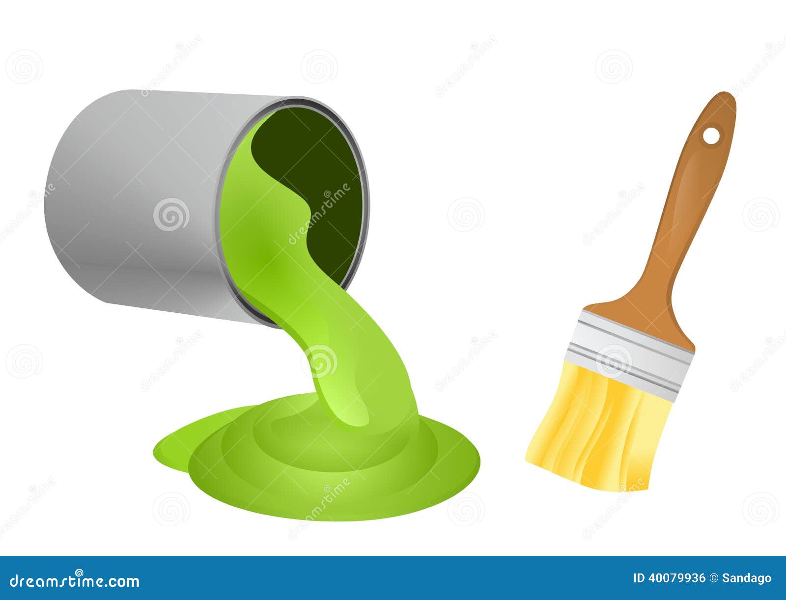 2 Vector Spilled Paint Cans With Brush - Download Free Vector Graphics