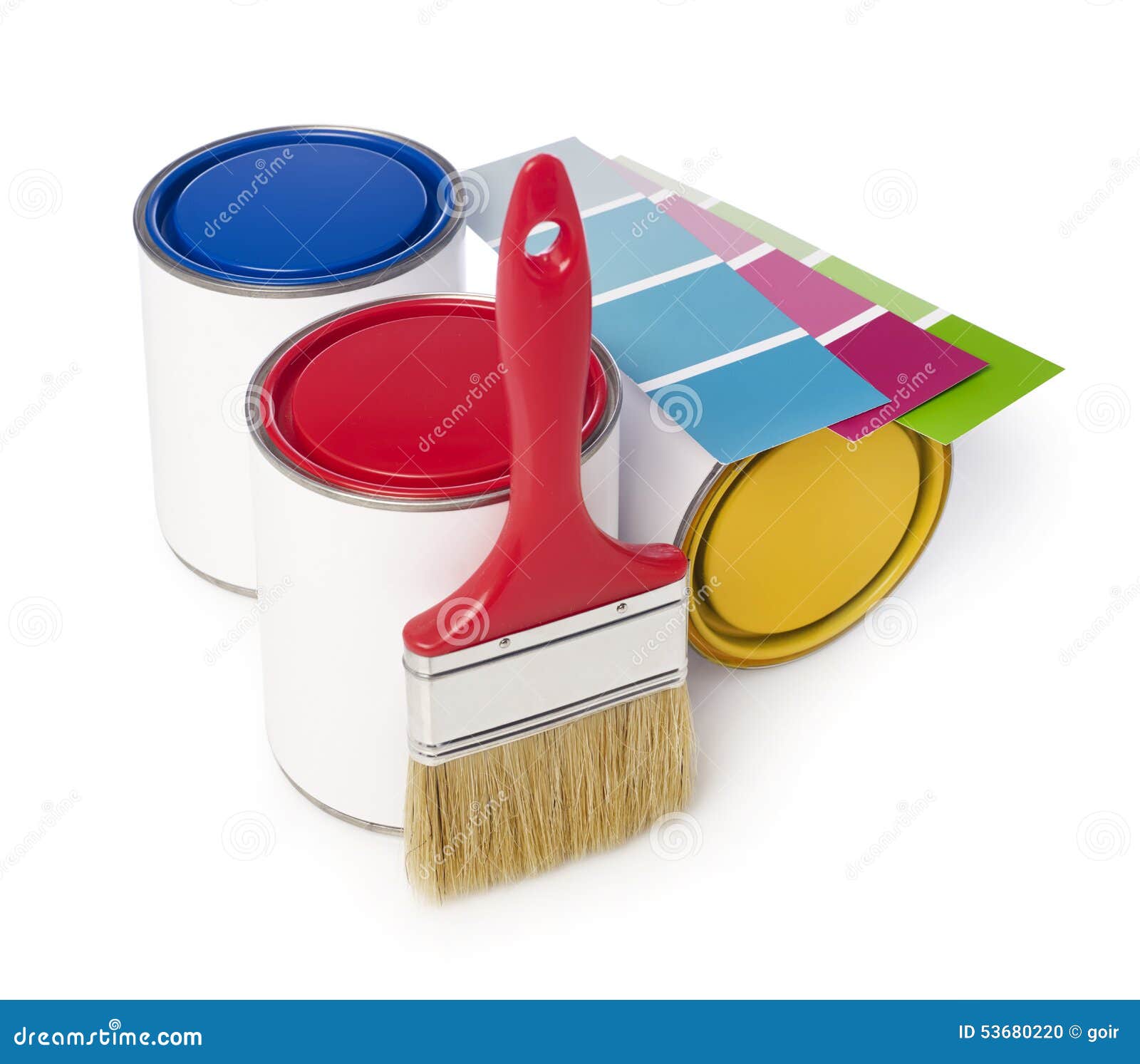 Paint Cans, Paint Brush and Color Chart Stock Photo Image of project