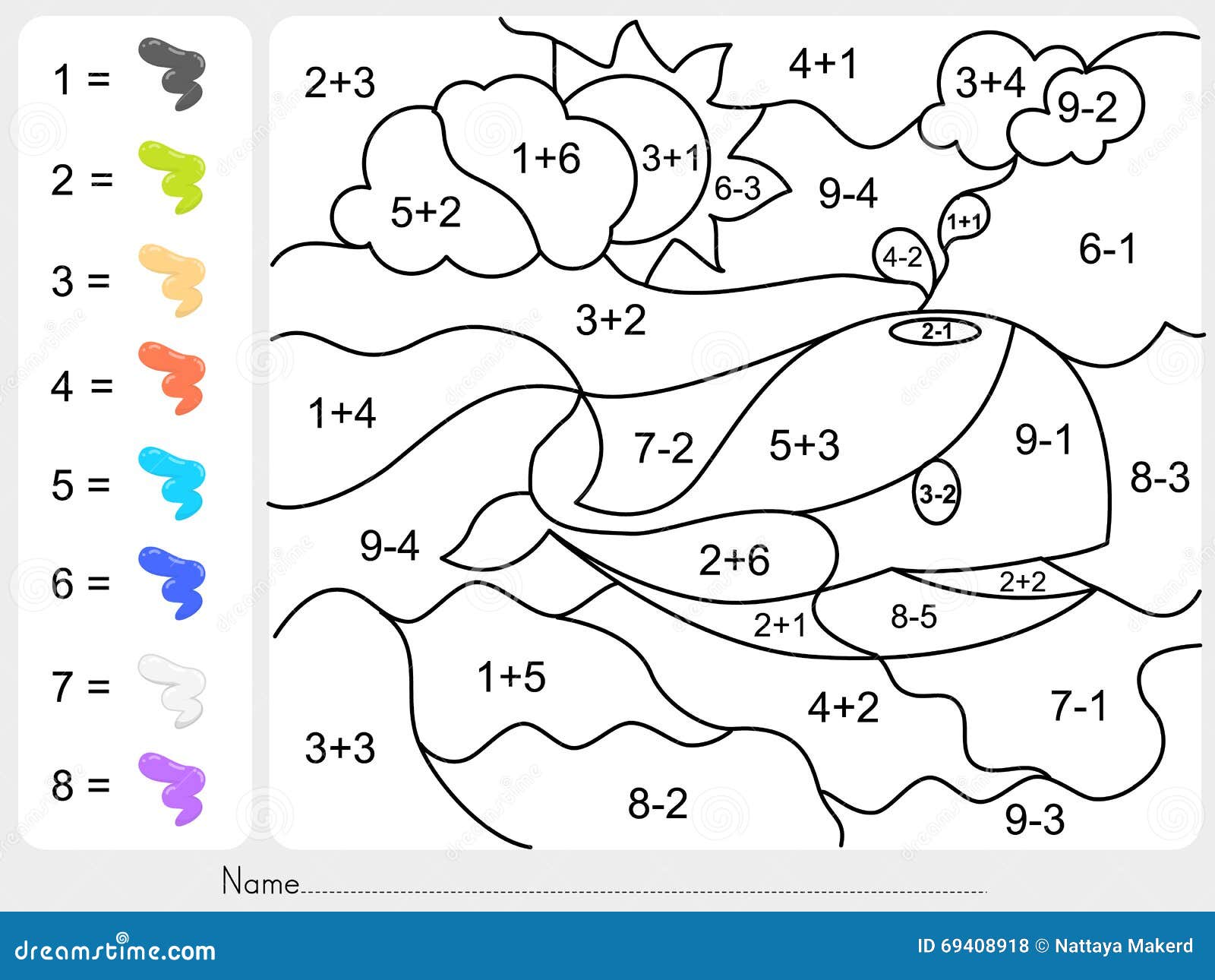 paint color by addition and subtraction numbers