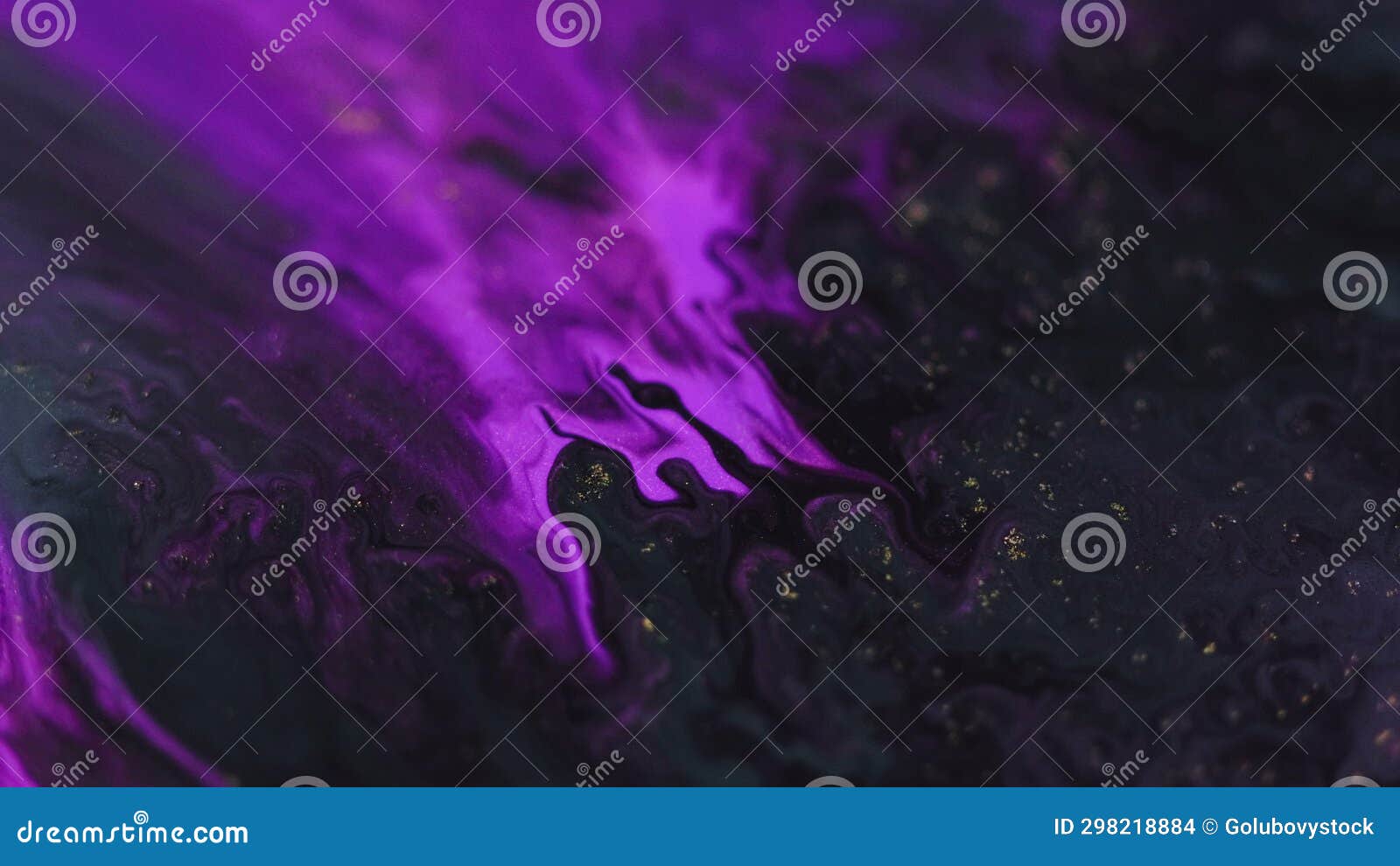 Paint Drip Ink Water Flow Neon Purple Black Wave Stock Footage Video