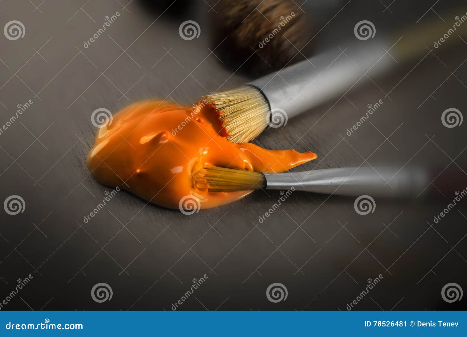 Paint Glob and Crumpled Paint Brush Stock Image Image of design