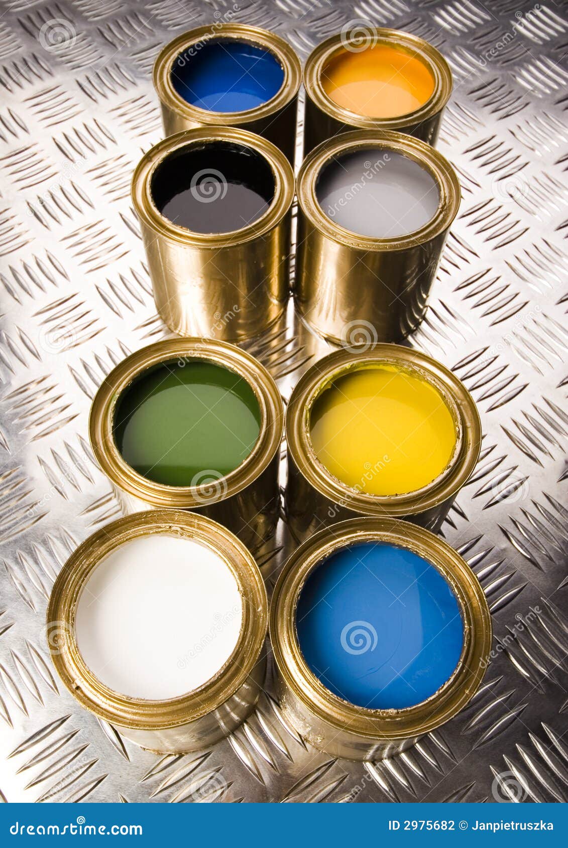 Paint and gold cans stock photo. Image of chrome, brushes 2975682