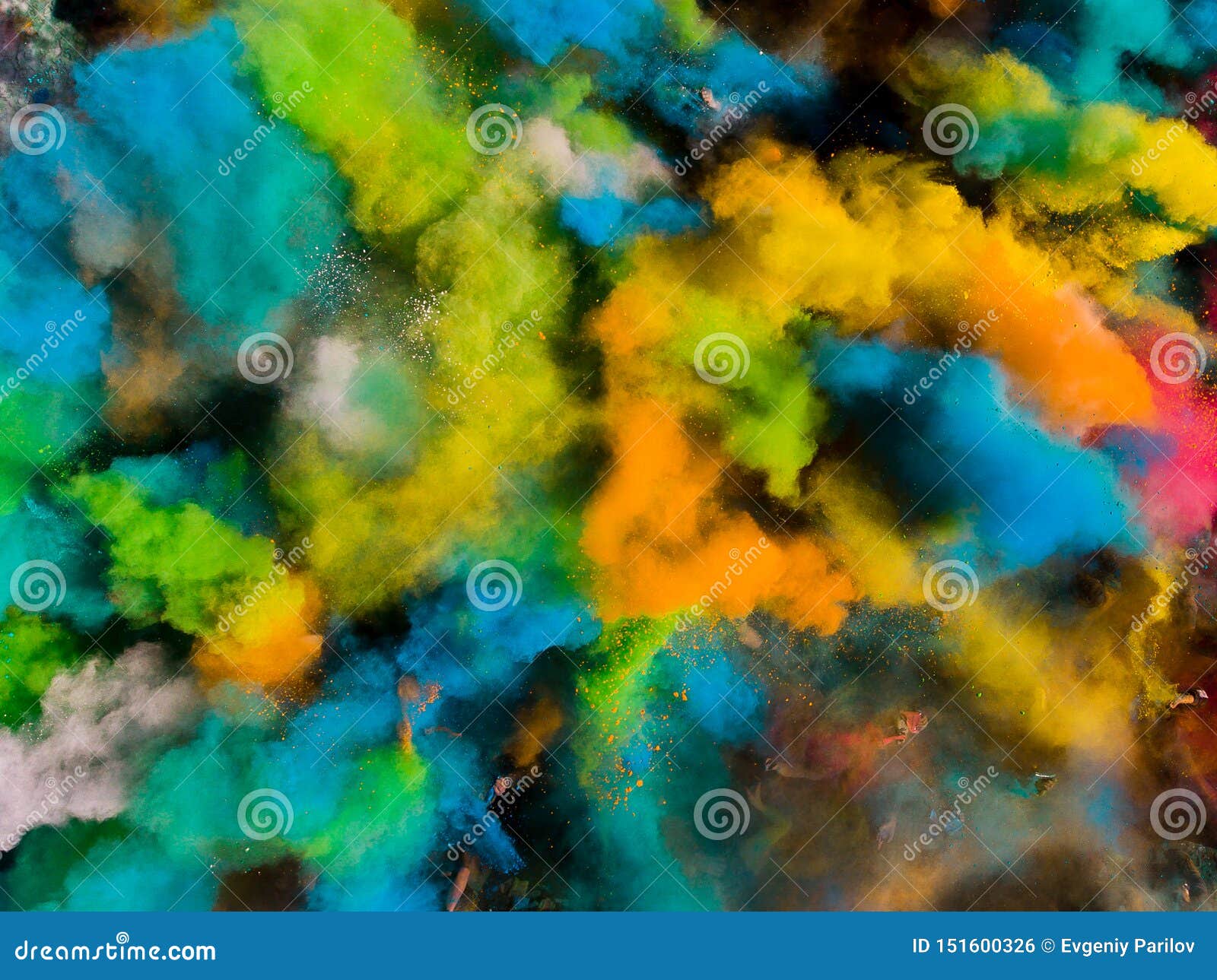 Paint Holi Festival, a Crowd of People Involved. Top View, Aerial Drone  Photo Stock Photo - Image of party, adult: 151600326
