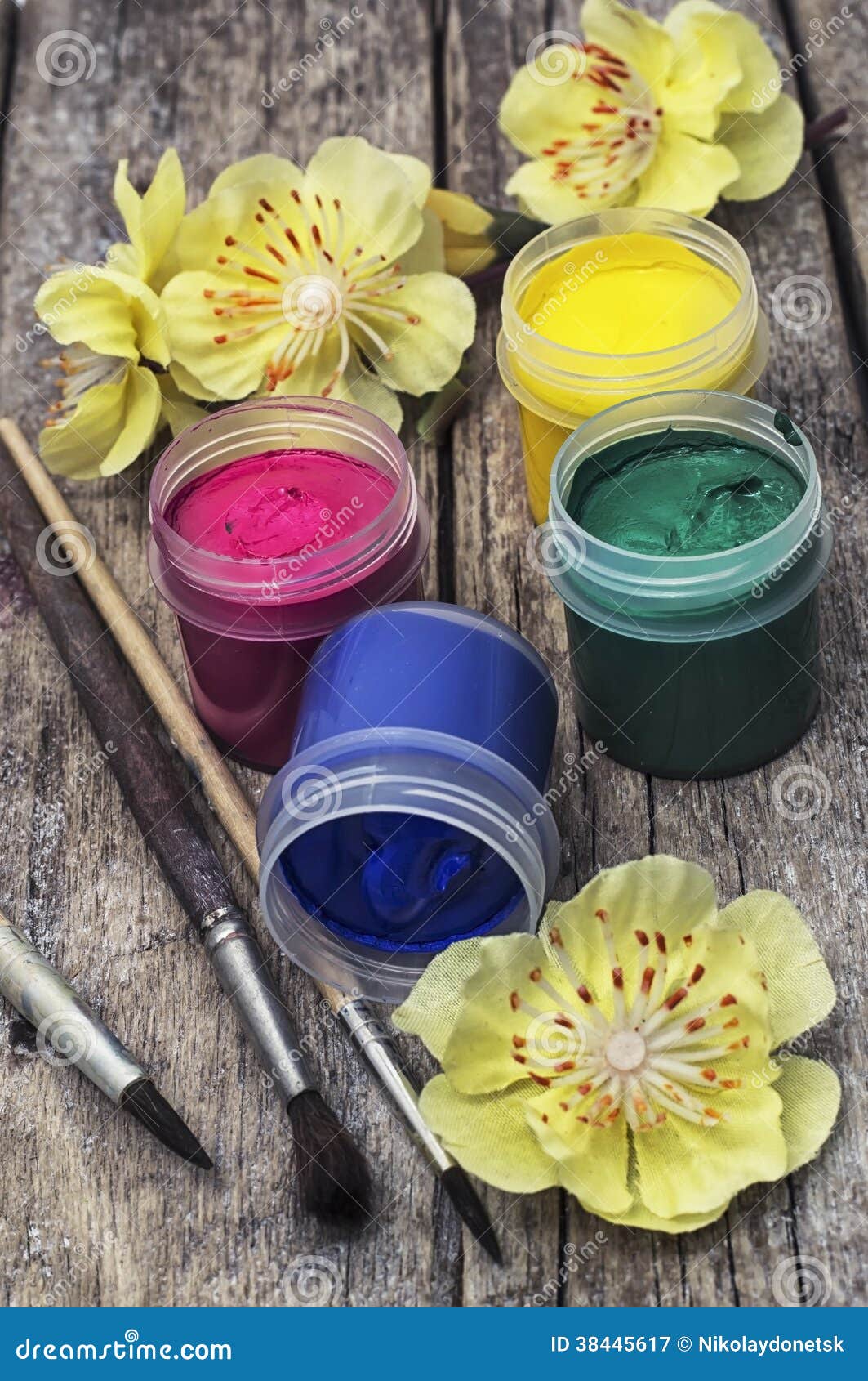 Paint for Painting in Cans and Composition Stock Image Image of