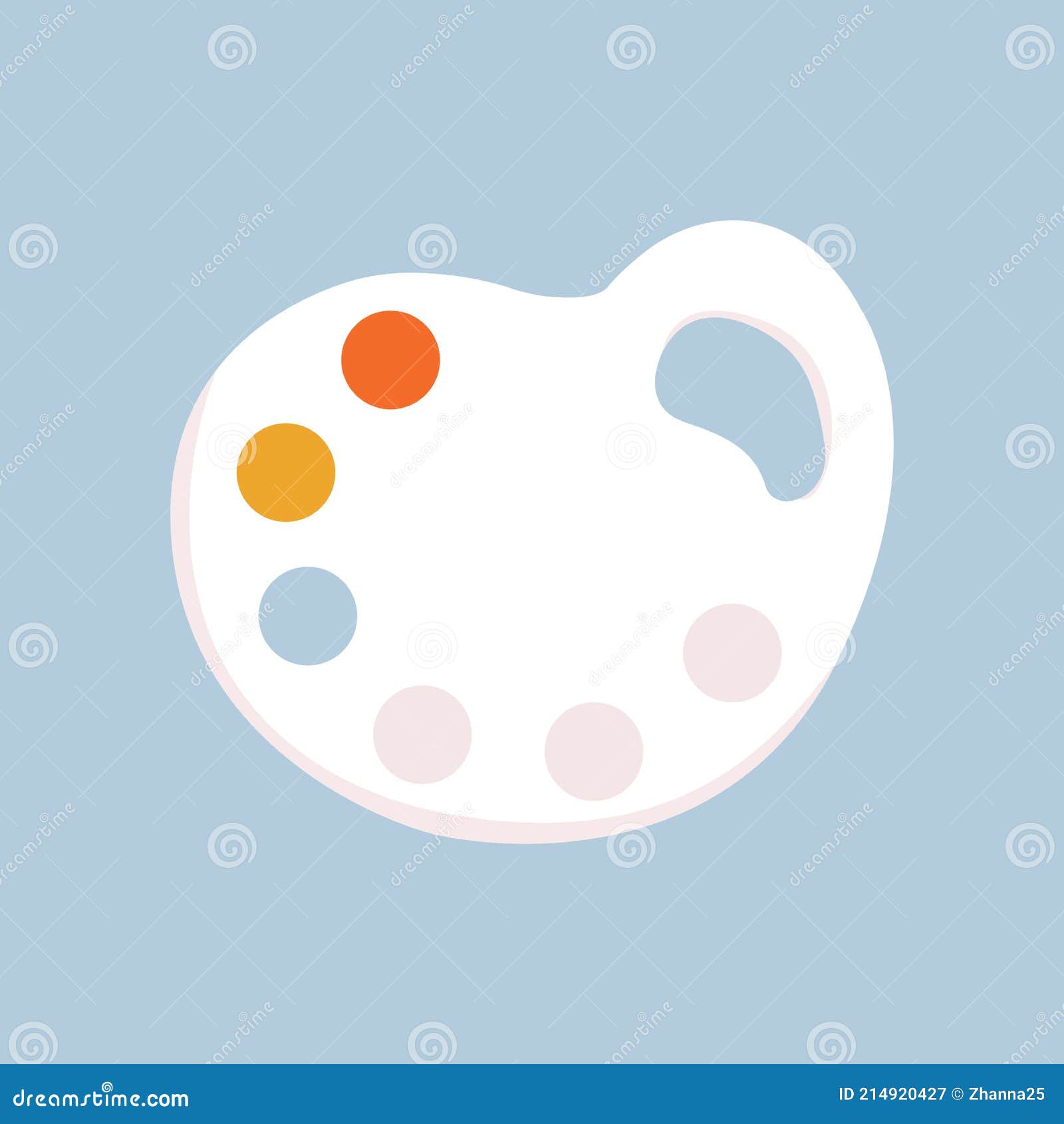 Paint Palette. Isolated White Palette with Paint Colors for Drawing on