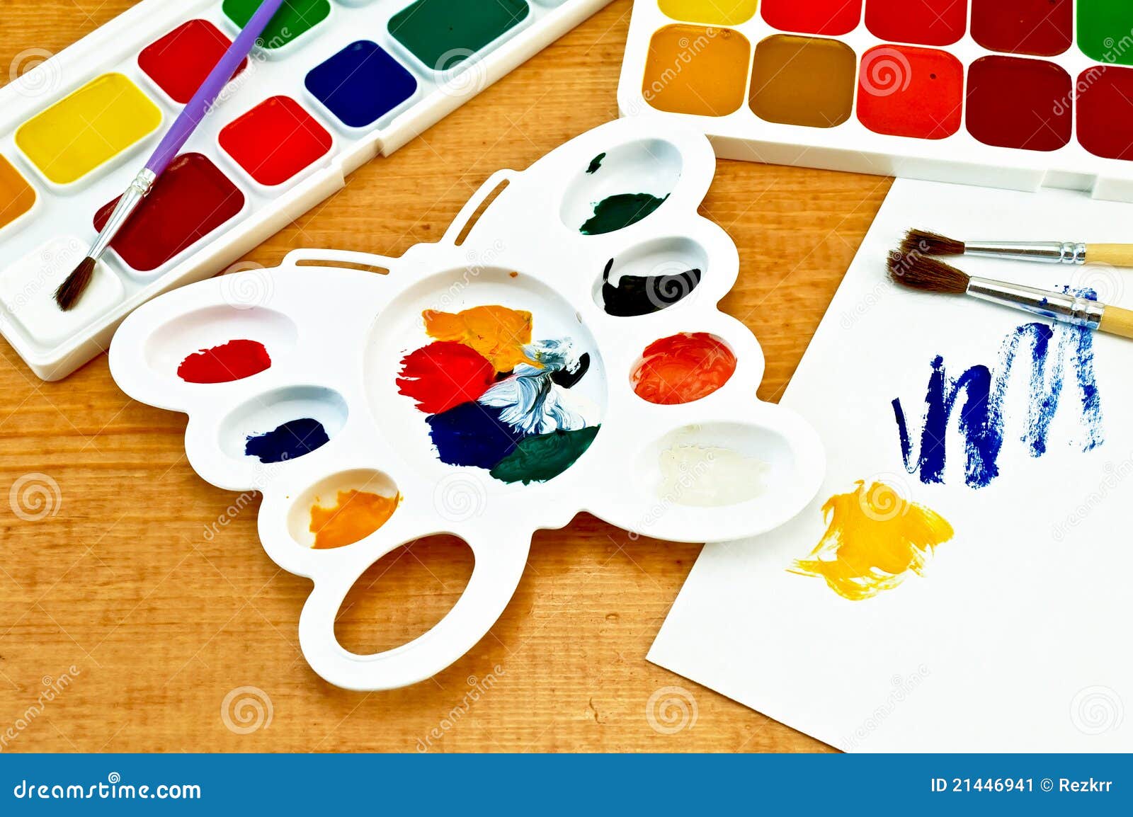 Paint Palette and on the Board Stock Image Image of abstract, colour