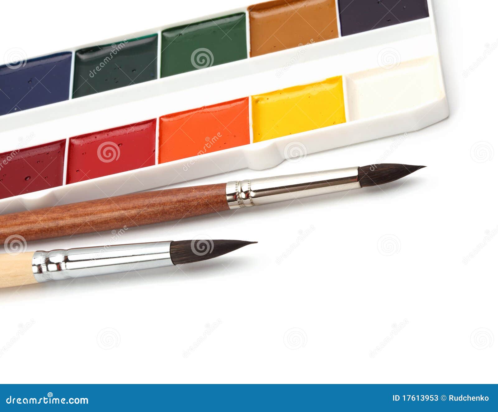 Paint palette and brushes stock image. Image of painting 17613953