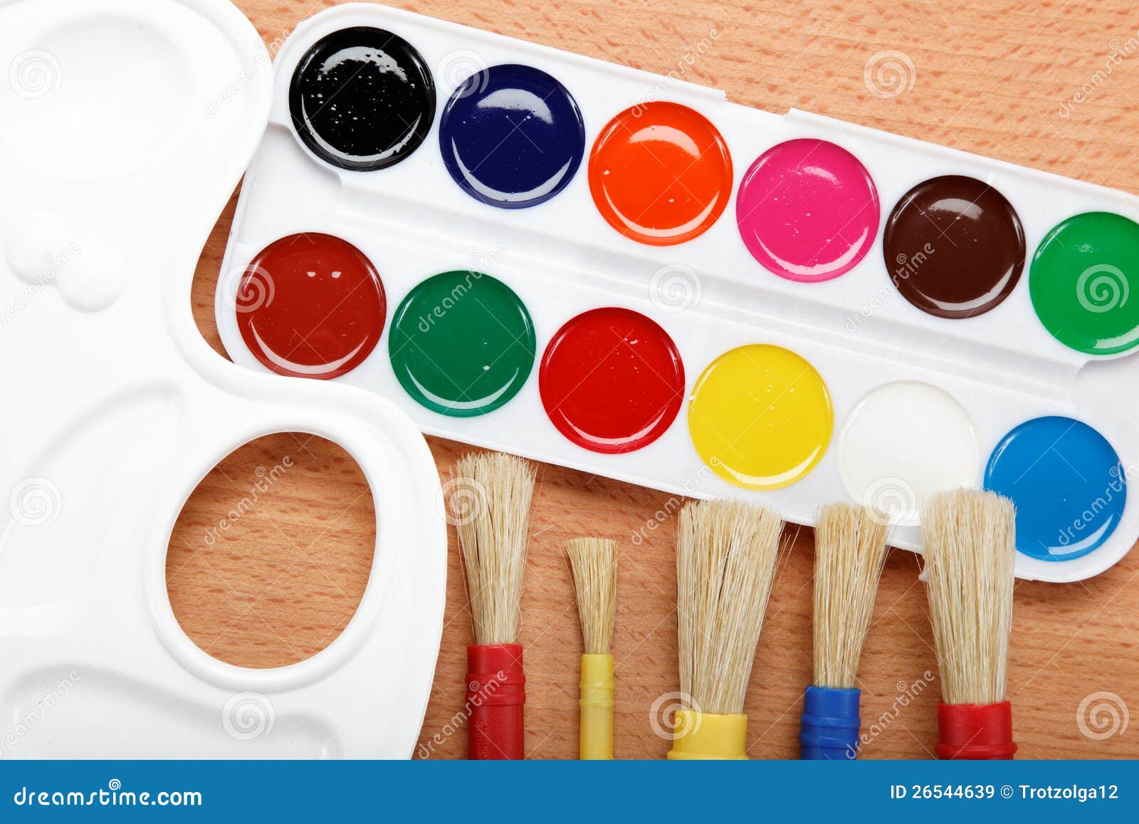 Paint, Palette and Brushes. Stock Image Image of drawing, colorful