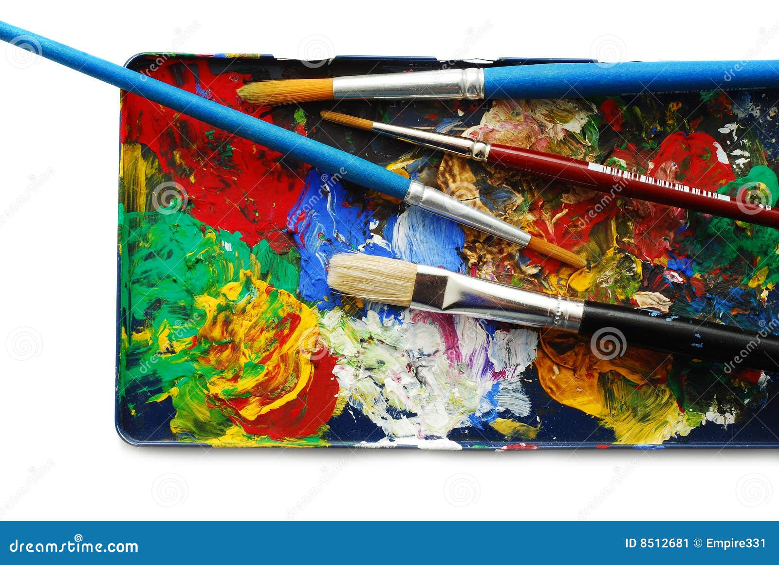 Paint palette with brushes stock image. Image of watercolor 8512681