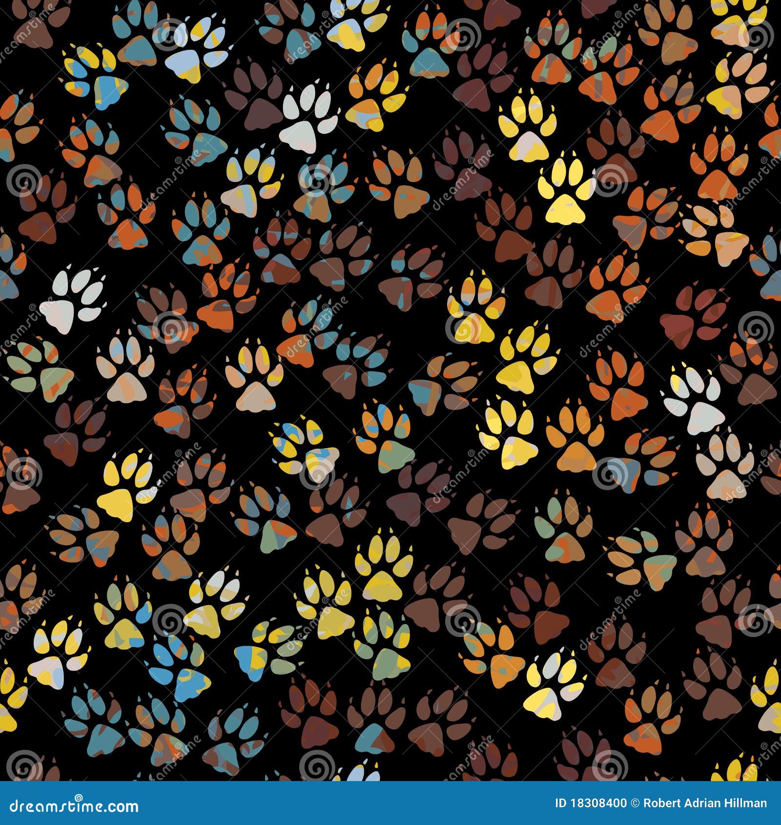 Paint paws tile stock vector. Illustration of pattern 18308400