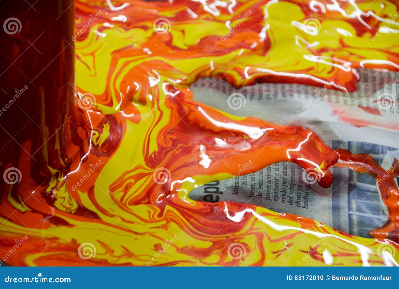 Paint Pouring Out and Spilling on a Paper Stock Photo Image of