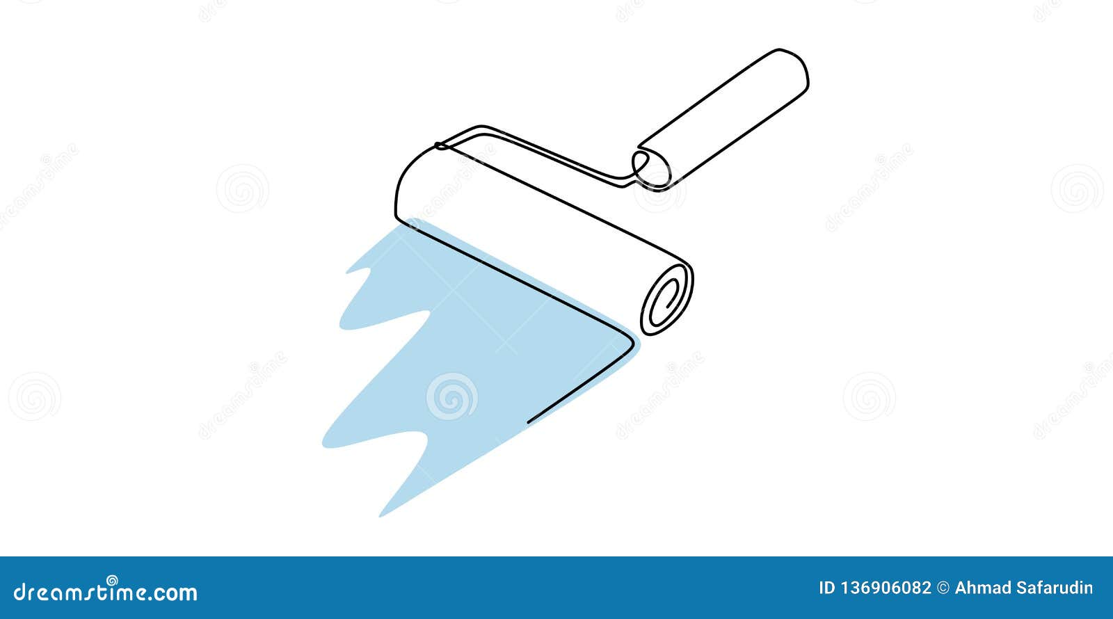 Painter working holding big paint roller with paint hand drawn doodle  sketch black and white illustration Stock Photo  Alamy