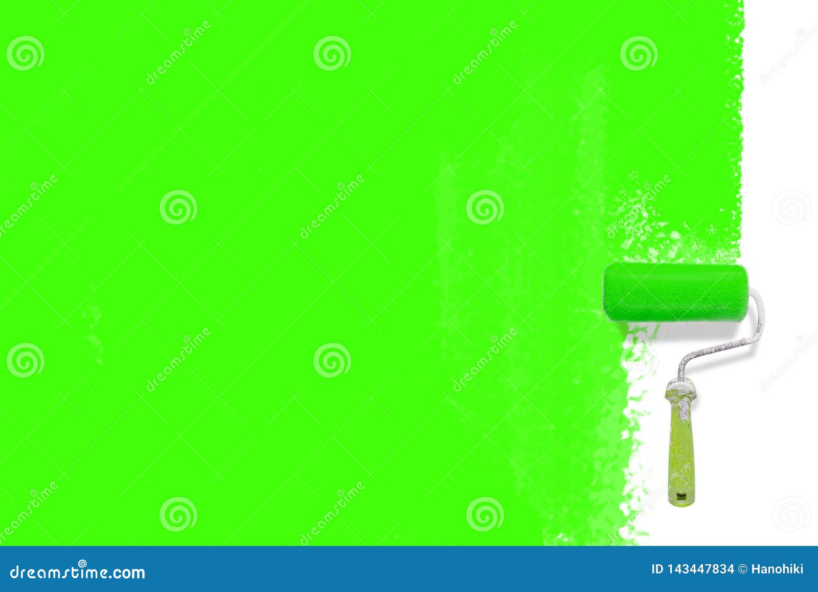 Paint Roller Brush Painting Green Wall Creative Renovation Concept