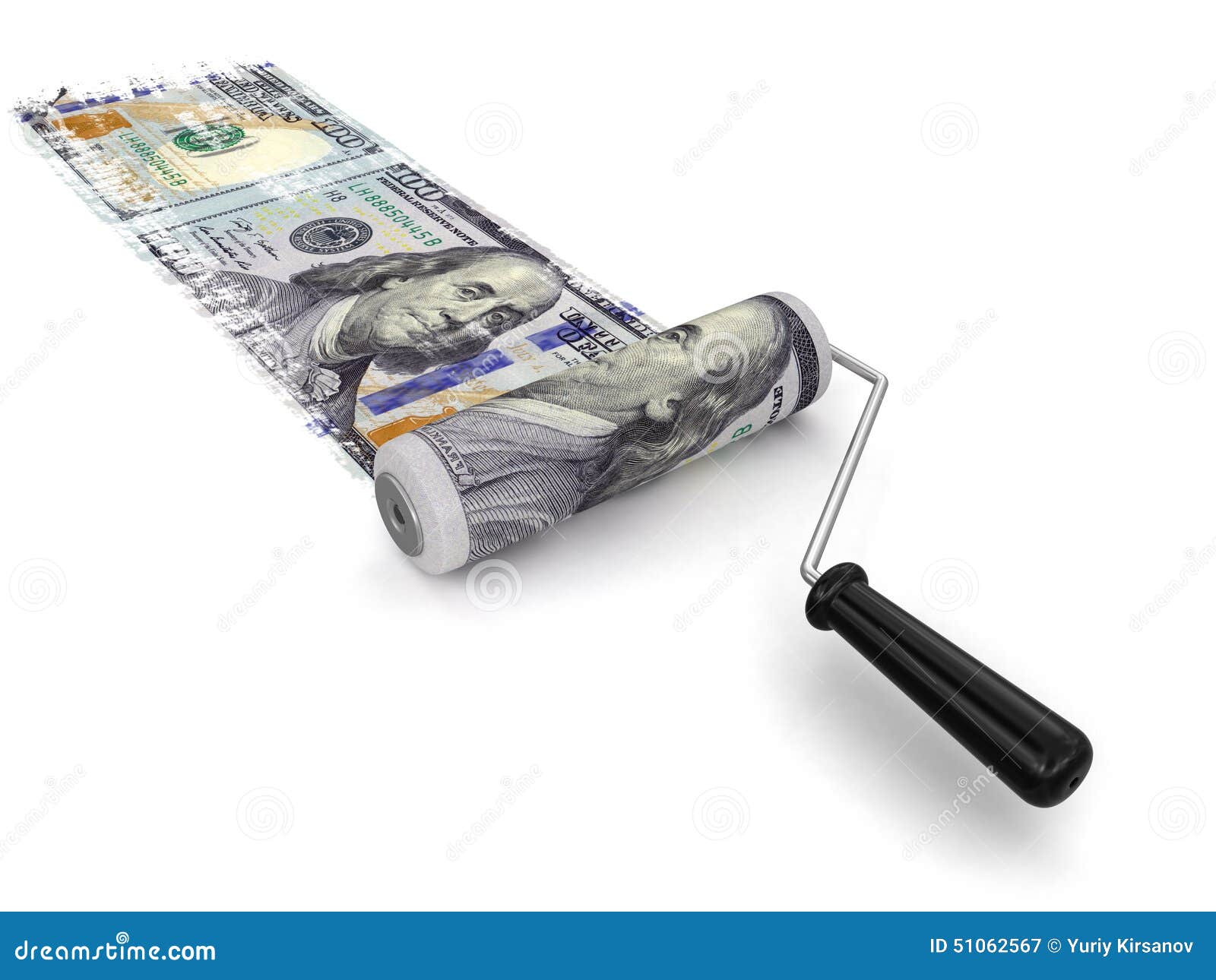 Paint Roller and Dollar (clipping Path Included) Stock Illustration