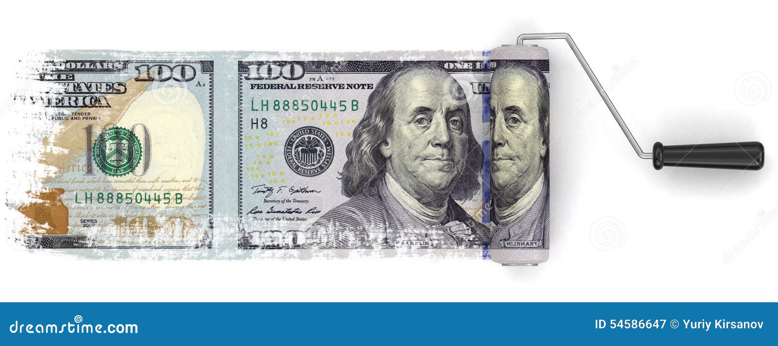 Paint Roller and Dollar (clipping Path Included) Stock Illustration