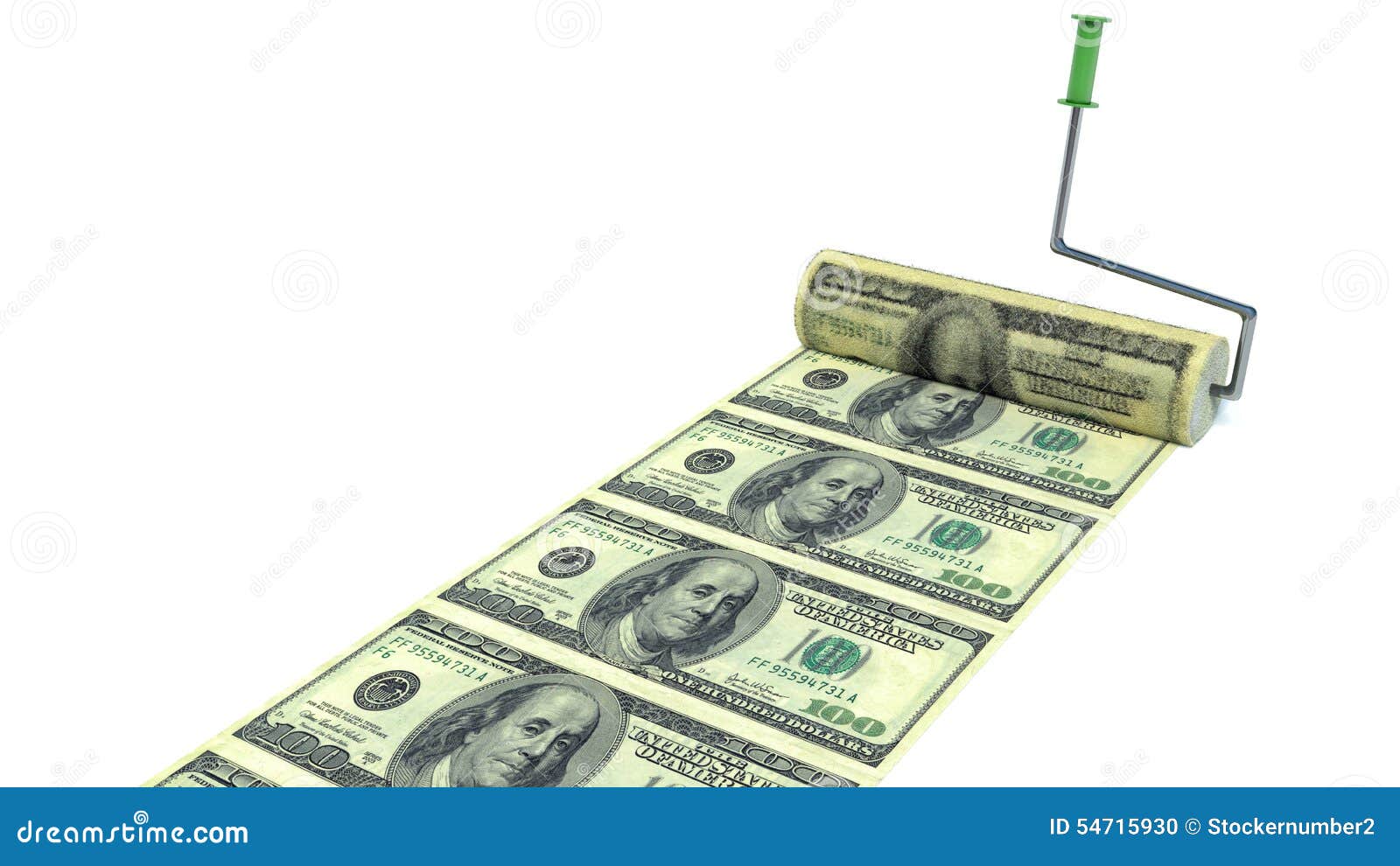Paint roller and dollar stock illustration. Illustration of digitally