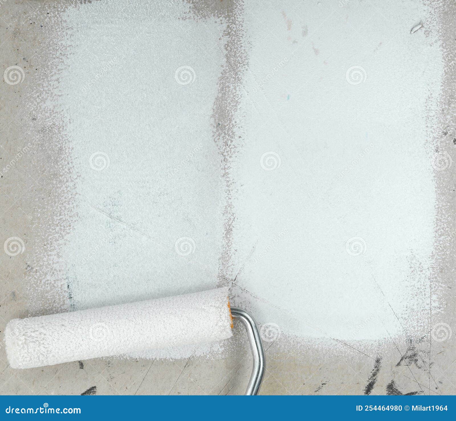 Paint Roller Leaving Stroke of White Color Over a White Background. Stock Photo Image of