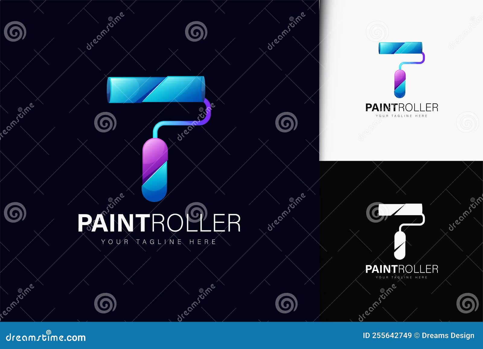 Paint Roller Logo Design with Gradient Stock Vector Illustration of