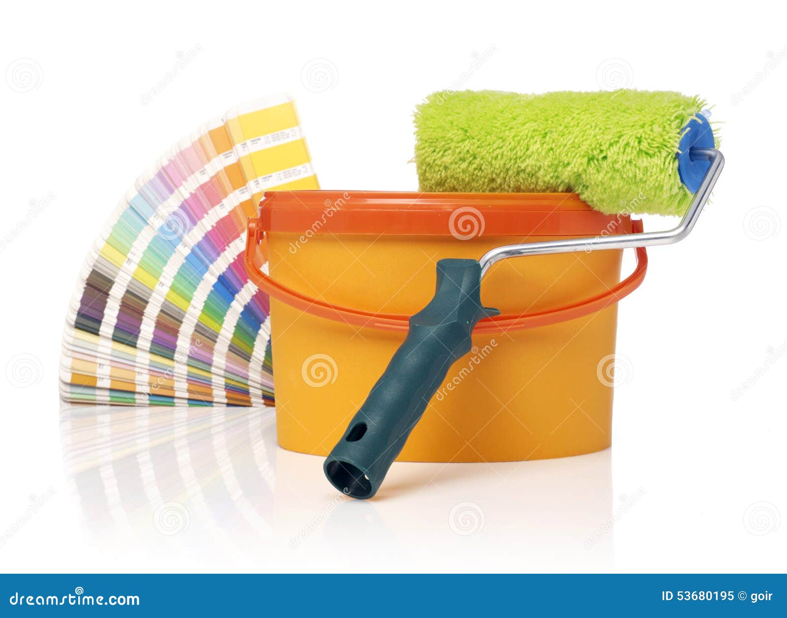 Paint Roller, Paint Bucket and Color Swatch Stock Image Image of