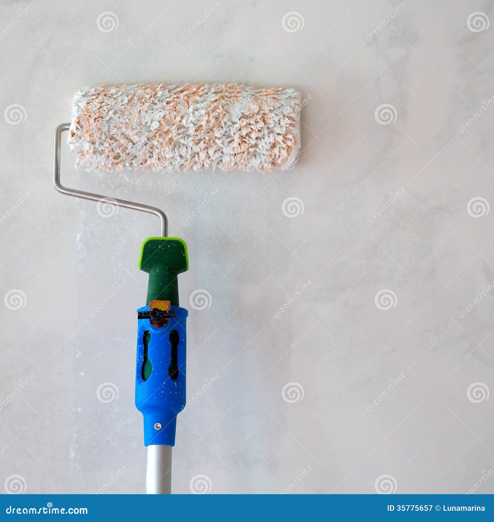 Paint Roller For Painting Wall After Plastering Stock Photo Image