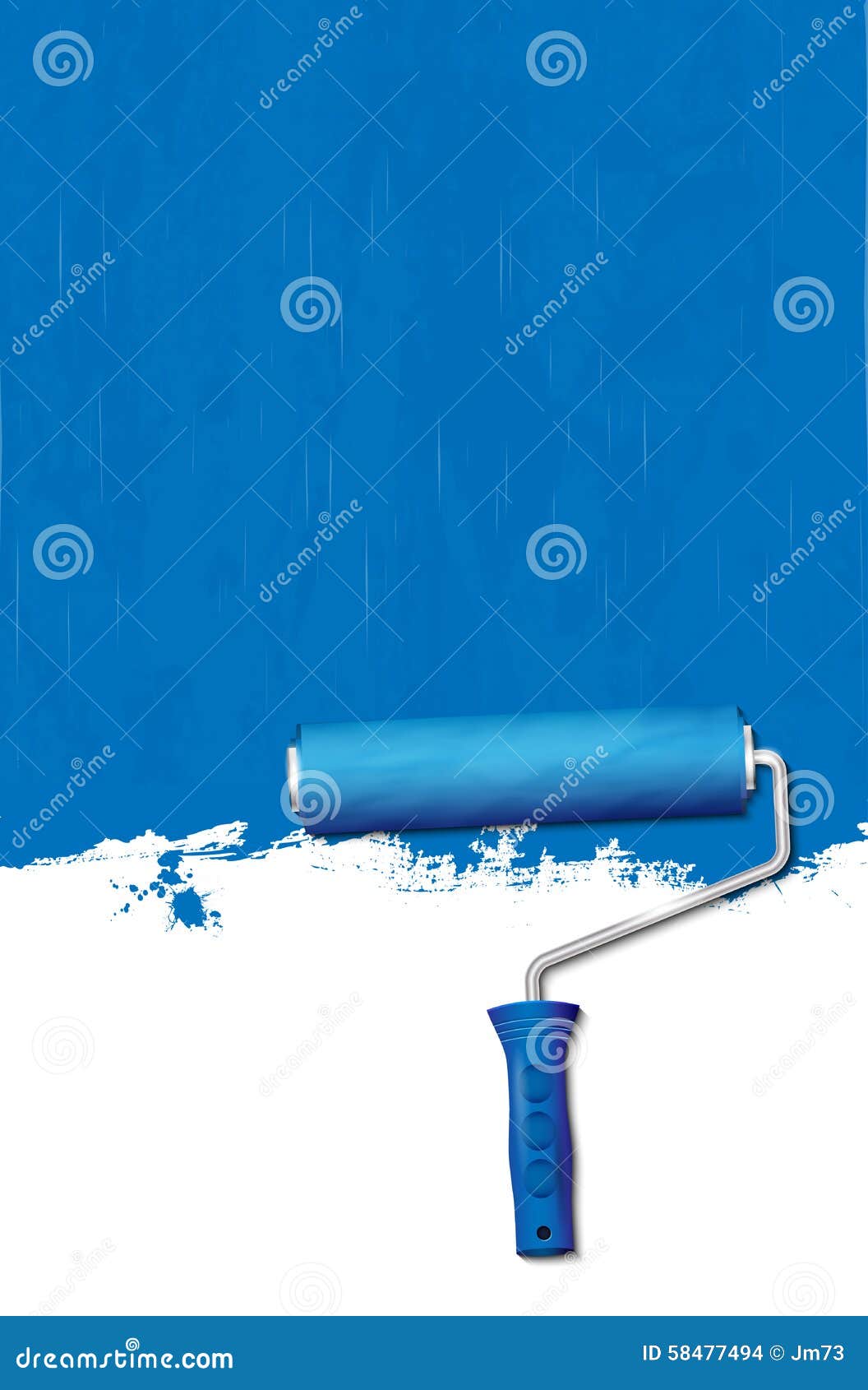 Paint Roller Painting the Walls Blue Stock Vector Illustration of