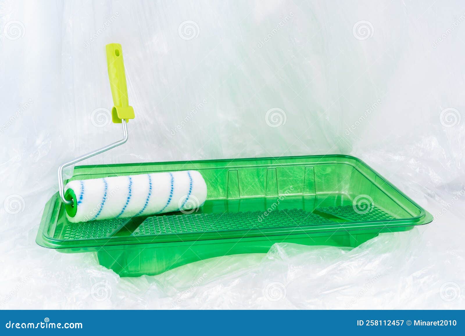 Paint Roller in Tray with Foil Stock Image Image of home, house