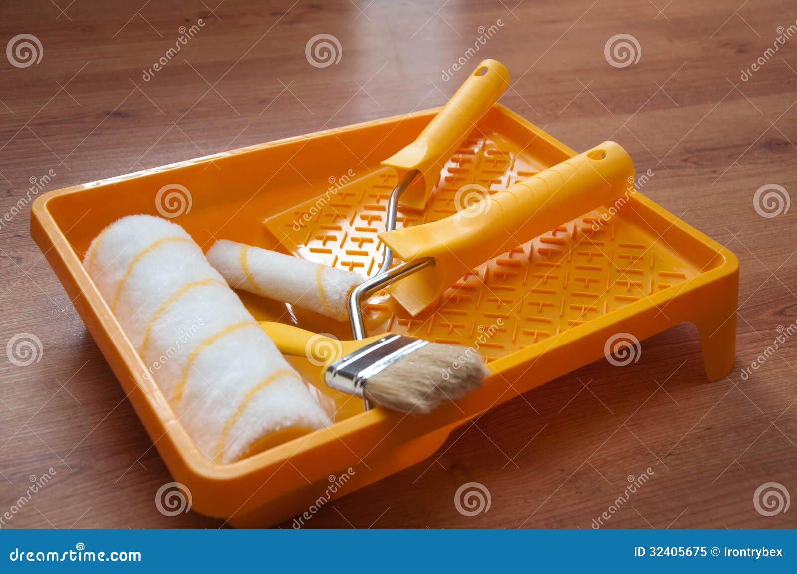 Paint rollers and brush stock image. Image of design 32405675